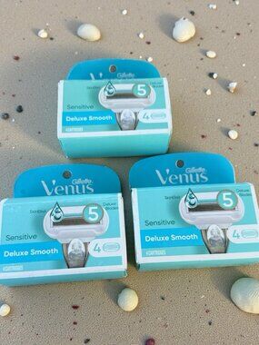 Gillette Venus Sensitive Deluxe Smooth Razor Refills 4 Count 5 Blade Cartridges